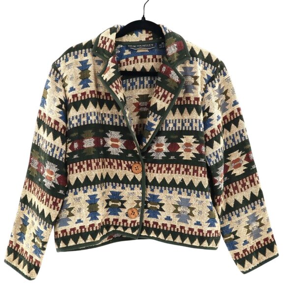 New Identity Aztec Blazer Womens M Multi Southwestern Eclectic Festival Vintage - Picture 1 of 8